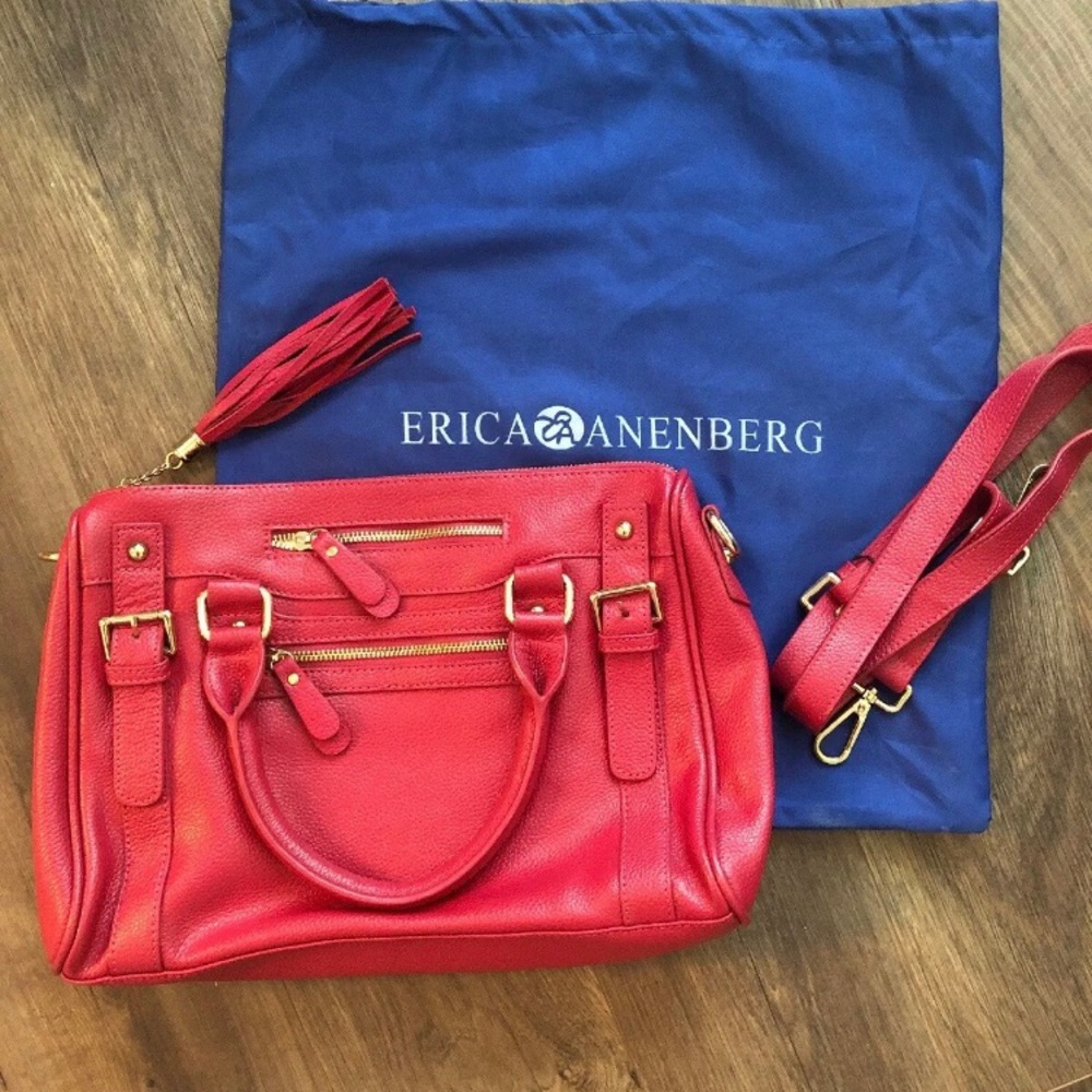 Erica Anenberg Pink Leather Satchel Purse w/ strap
